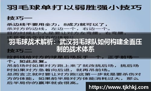 羽毛球战术解析：武汉羽毛球队如何构建全面压制的战术体系